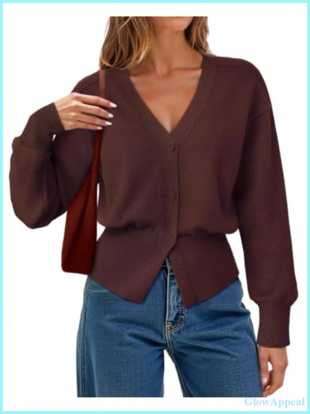 Womens Open Front Cardigan Long Sleeve Ribbed Knit Peplum Button Sweater